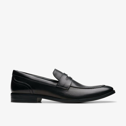 Clarks Men Brandon Step Loafer Black Leather