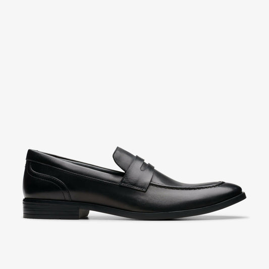 Clarks Men Brandon Step Loafer Black Leather