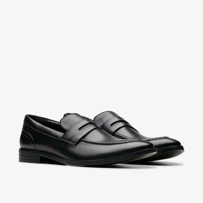 Clarks Men Brandon Step Loafer Black Leather