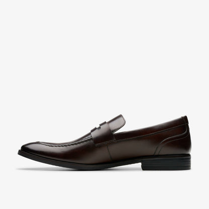 Clarks Men Brandon Step Loafer Dark Brown Leather