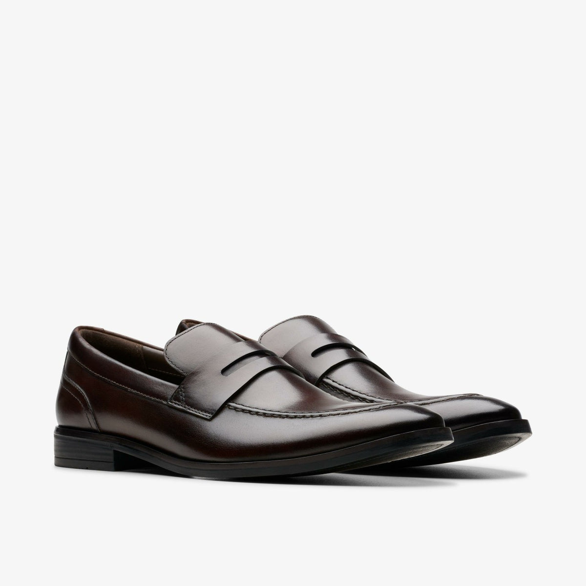 Clarks Men Brandon Step Loafer Dark Brown Leather