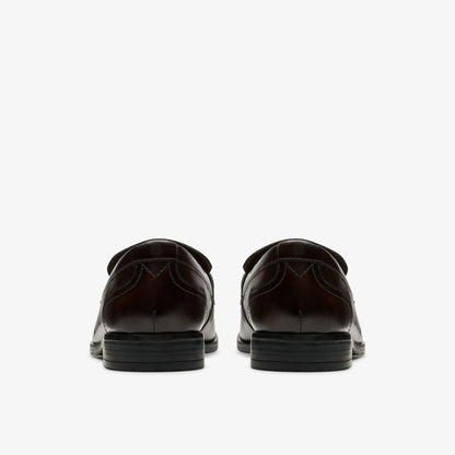 Clarks Men Brandon Step Loafer Dark Brown Leather