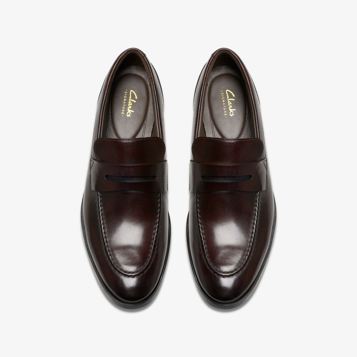Clarks Men Brandon Step Loafer Dark Brown Leather