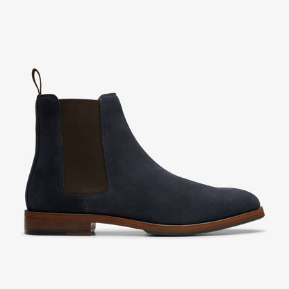 Clarks Men Craft James Top Chelsea Boot Navy Suede