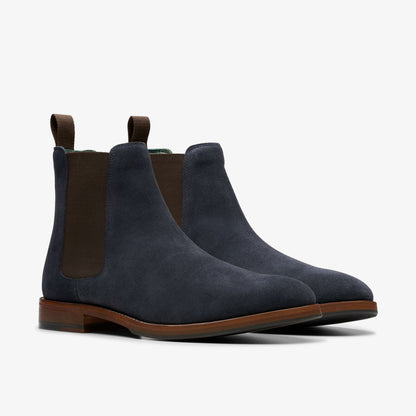 Clarks Men Craft James Top Chelsea Boot Navy Suede