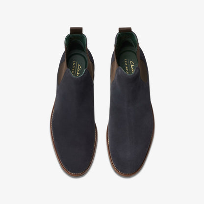 Clarks Men Craft James Top Chelsea Boot Navy Suede