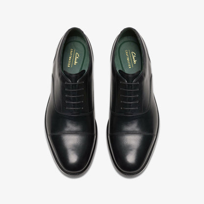 Clarks Men Craft James Cap Black Leather
