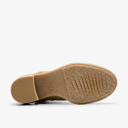 Clarks Women Cassiano Zip Ankle Boot Light Tan Suede