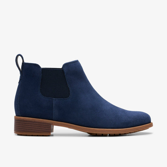 Clarks Women Havisham Top Ankle Boot Navy Suede