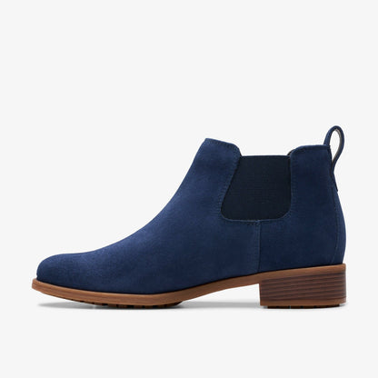 Clarks Women Havisham Top Ankle Boot Navy Suede