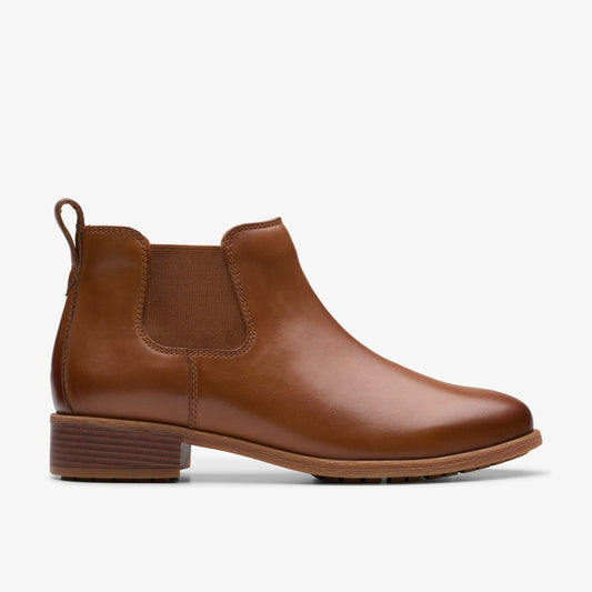 Clarks Women Havisham Top Ankle Boot Tan Leather
