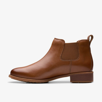 Clarks Women Havisham Top Ankle Boot Tan Leather