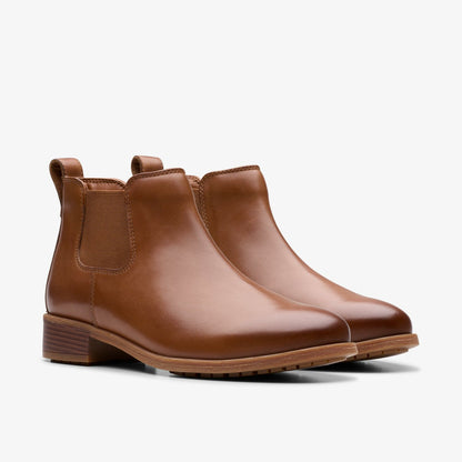 Clarks Women Havisham Top Ankle Boot Tan Leather