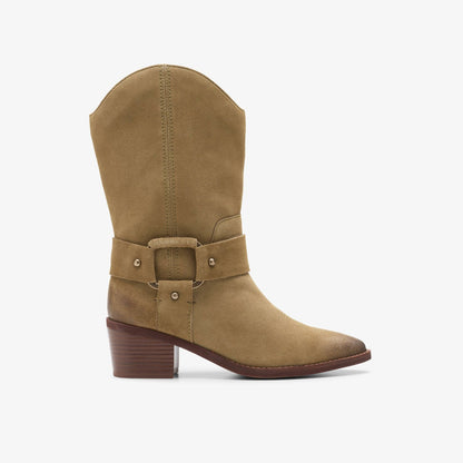 Clarks Women Morzine Rise Dark Sand Suede
