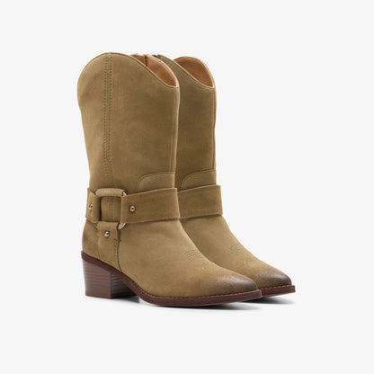 Clarks Women Morzine Rise Dark Sand Suede