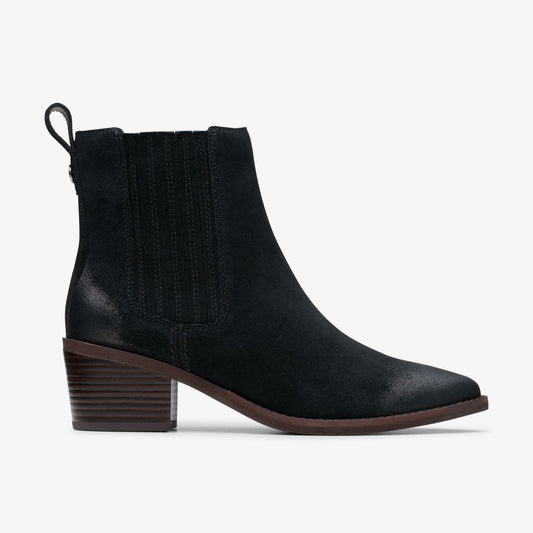 Clarks Women Morzine Top Ankle Boot Black Suede