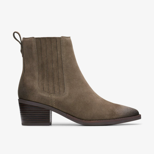 Clarks Women Morzine Top Ankle Boot Mole Grey Suede