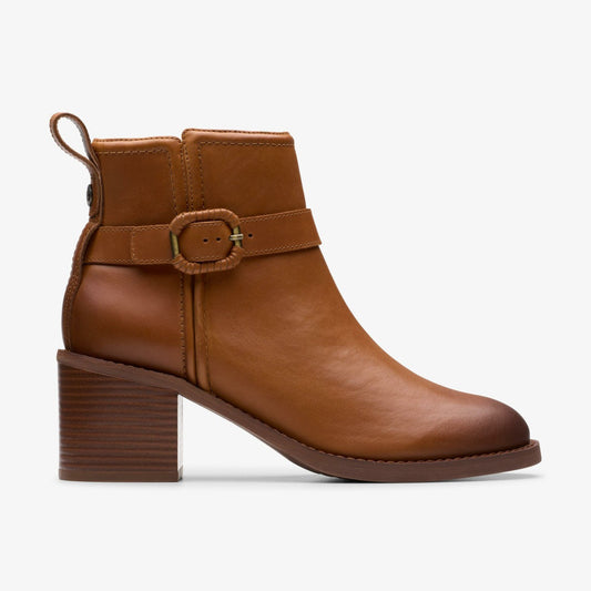 Clarks Women Chamberly Trim Mid Tan Leather