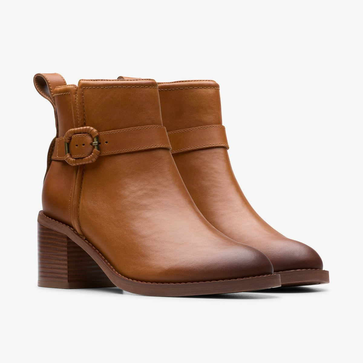 Clarks Women Chamberly Trim Mid Tan Leather