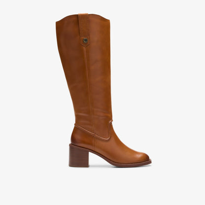 Clarks Women Chamberly Up Mid Tan Leather