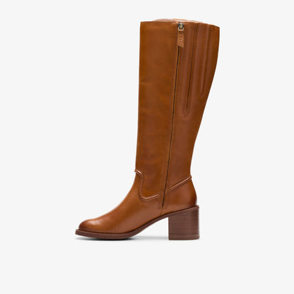 Clarks Women Chamberly Up Mid Tan Leather
