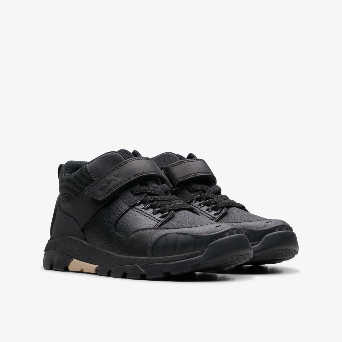 Clarks Kids Steggy 2 Glow Kid Black Leather