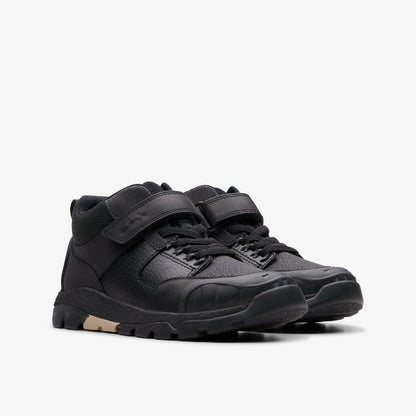 Clarks Kids Steggy 2 Glow Kid Black Leather