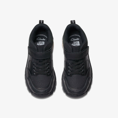 Clarks Kids Steggy 2 Glow Kid Black Leather