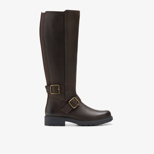 Clarks Women Orinoco 2 Tall Dark Brown Leather