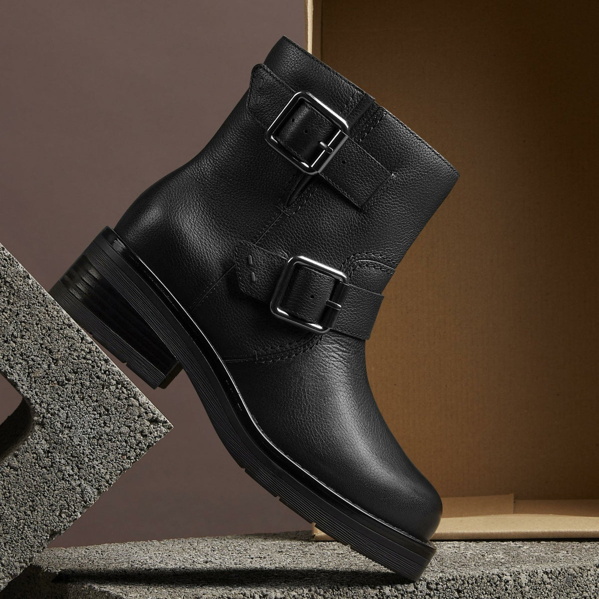 Clarks Women Rebelle Buckle Black Leather