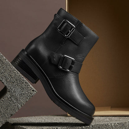 Clarks Women Rebelle Buckle Black Leather