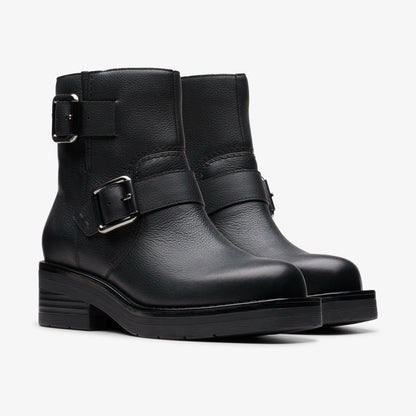Clarks Women Rebelle Buckle Black Leather