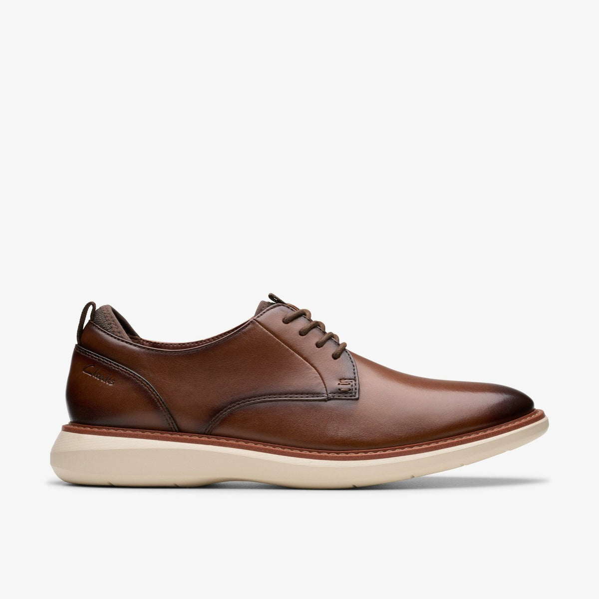 Clarks Men Brantin Plain Dark Tan Leather