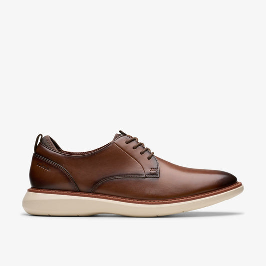 Clarks Men Brantin Plain Dark Tan Leather