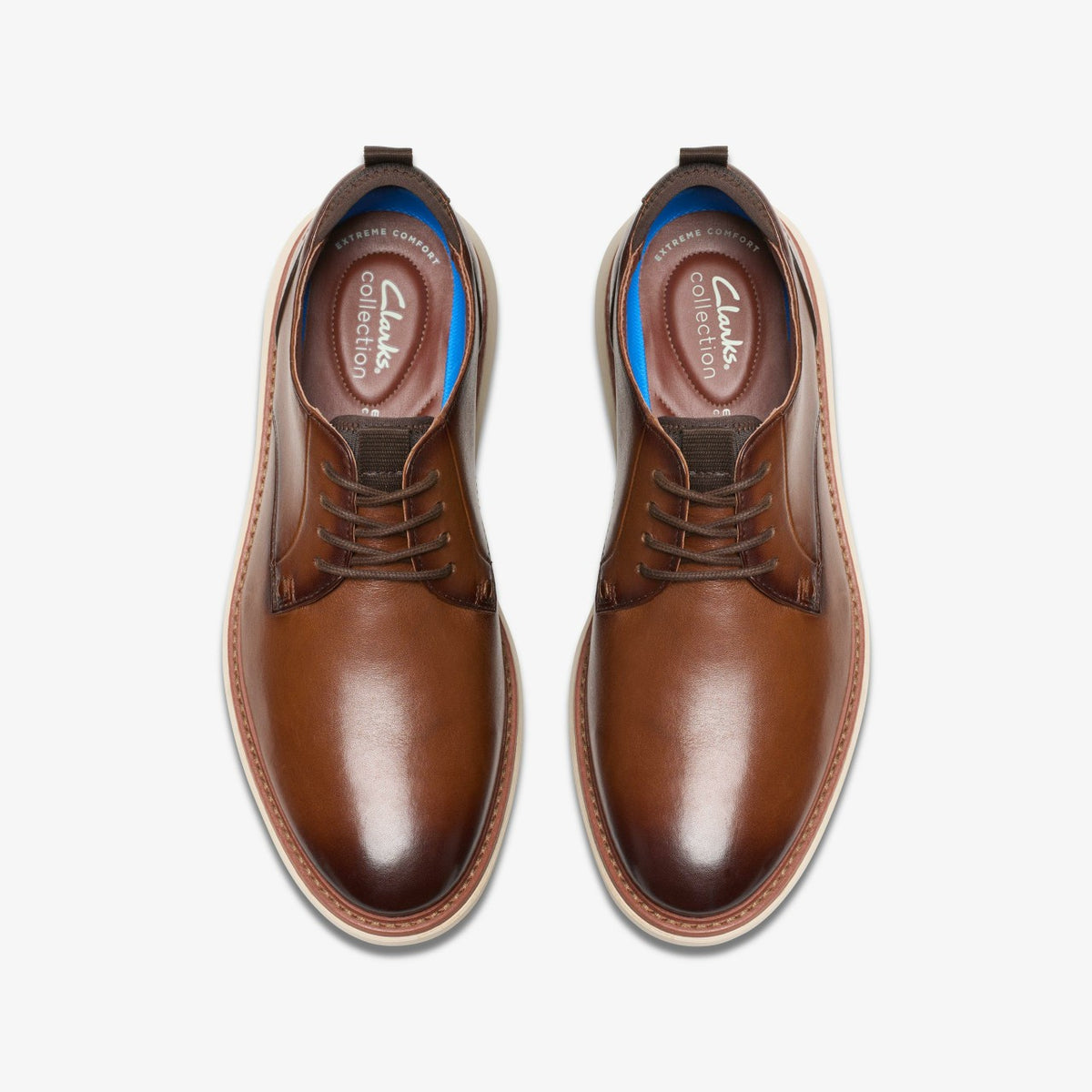 Clarks Men Brantin Plain Dark Tan Leather