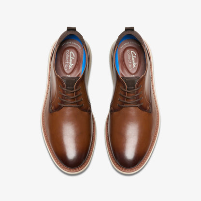 Clarks Men Brantin Plain Dark Tan Leather