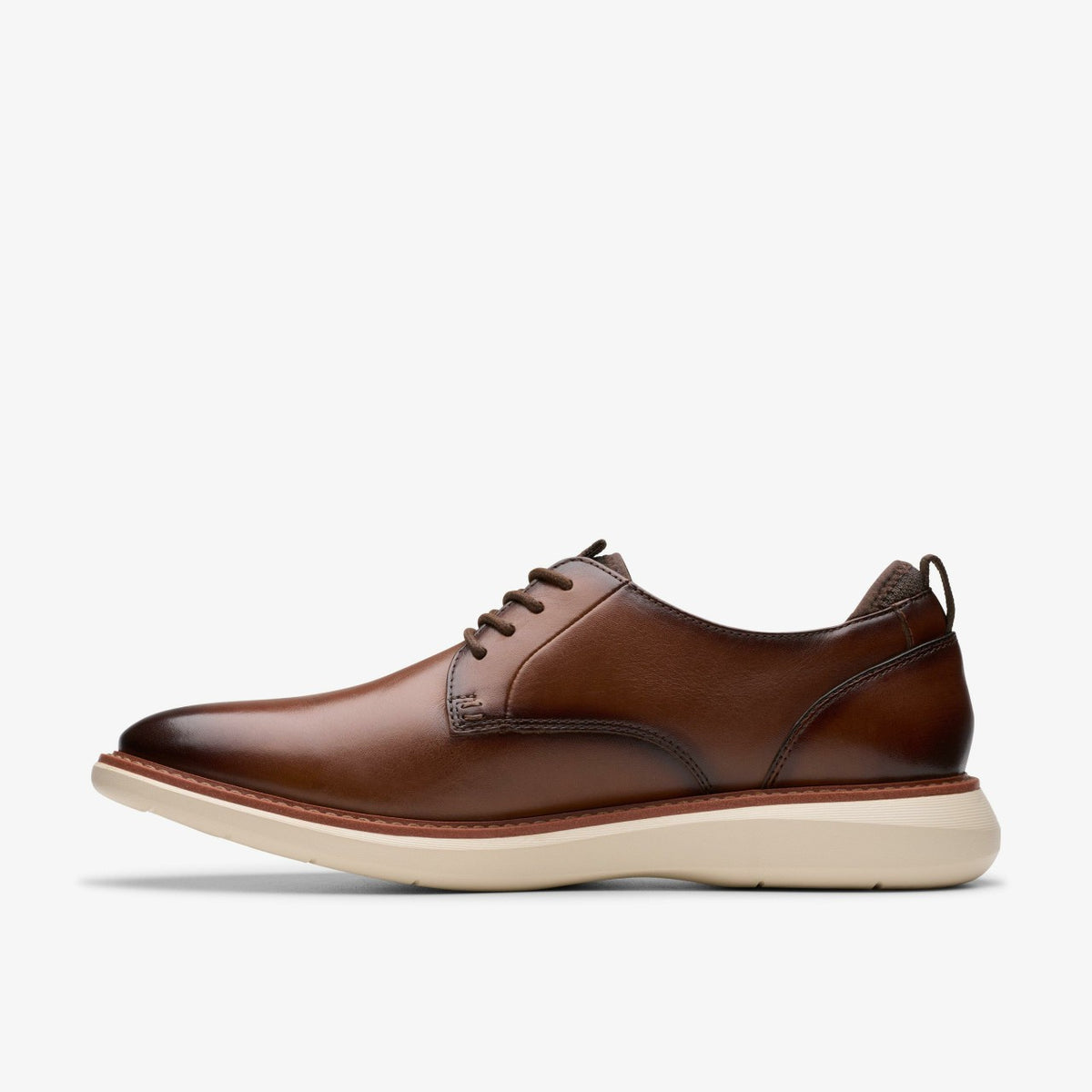 Clarks Men Brantin Plain Dark Tan Leather