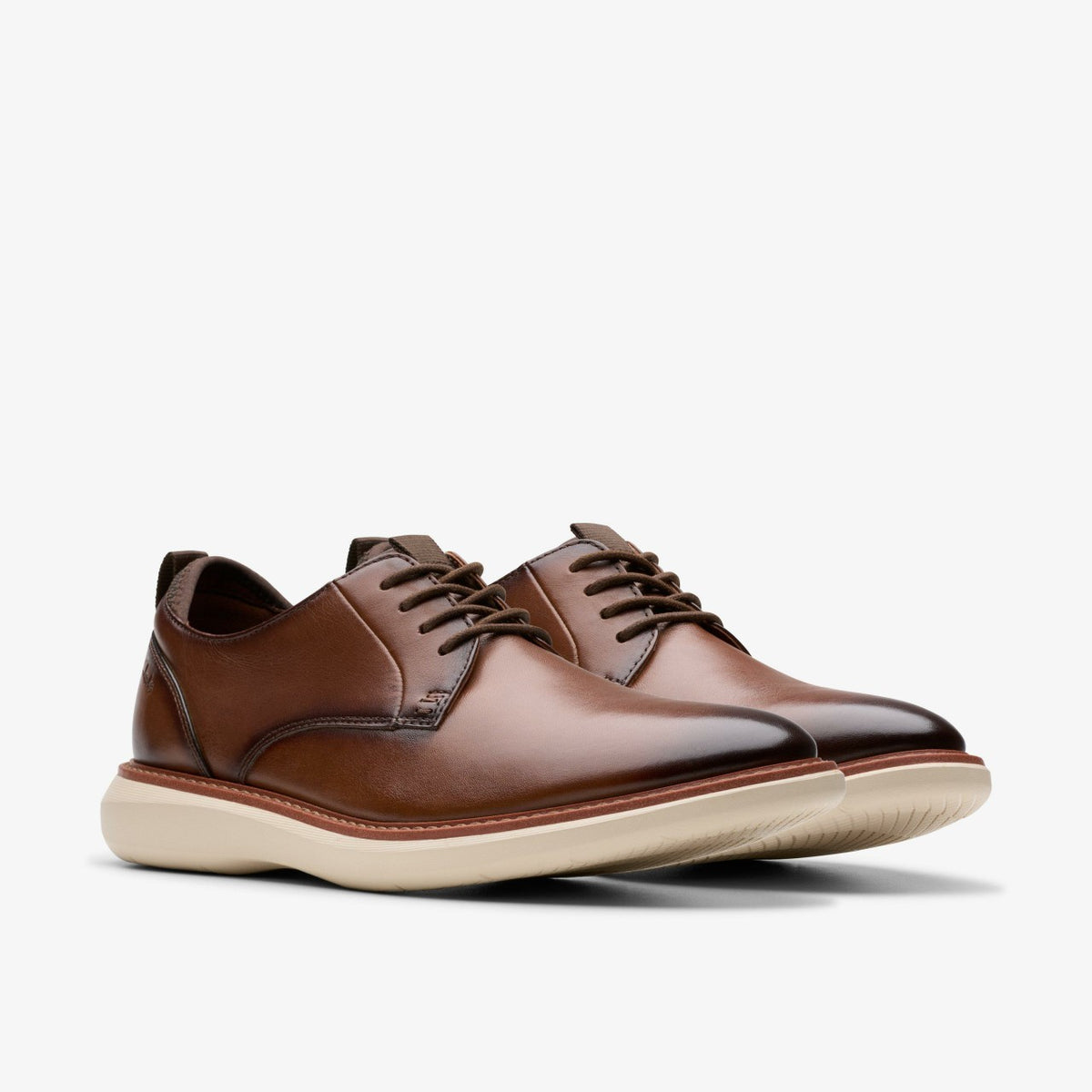 Clarks Men Brantin Plain Dark Tan Leather