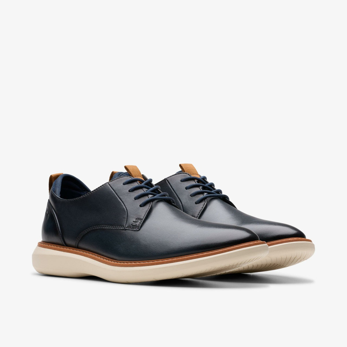 Clarks Men Brantin Plain Navy Leather