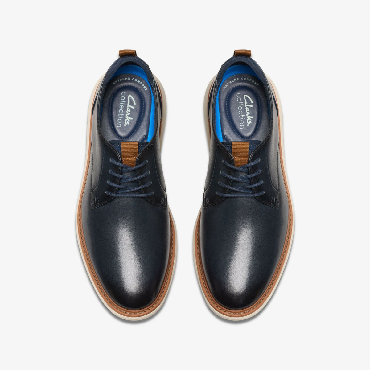 Clarks Men Brantin Plain Navy Leather