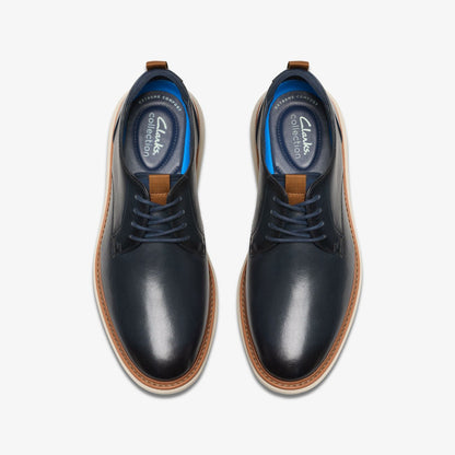 Clarks Men Brantin Plain Navy Leather