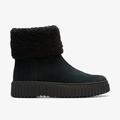 Clarks Women Torhill Turn Black Warmlined Suede