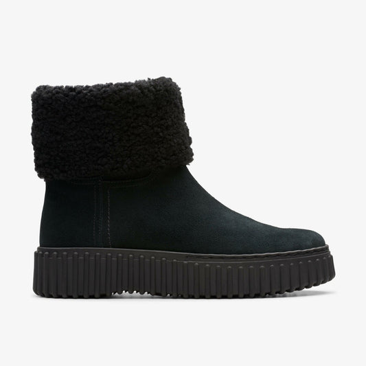 Clarks Women Torhill Turn Black Warmlined Suede