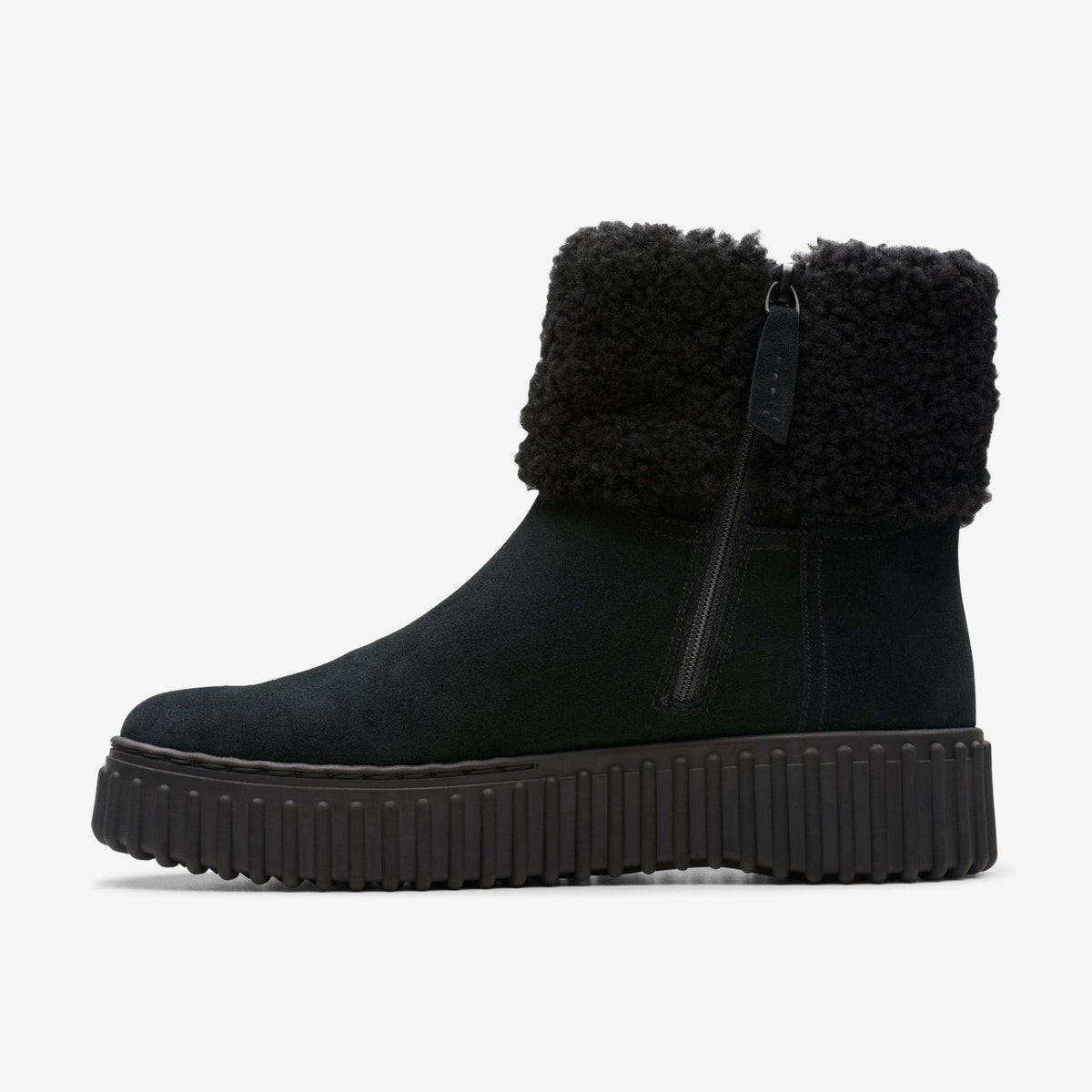 Clarks Women Torhill Turn Black Warmlined Suede
