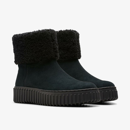 Clarks Women Torhill Turn Black Warmlined Suede
