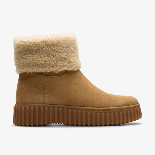 Clarks Women Torhill Turn Light Tan Warmlined