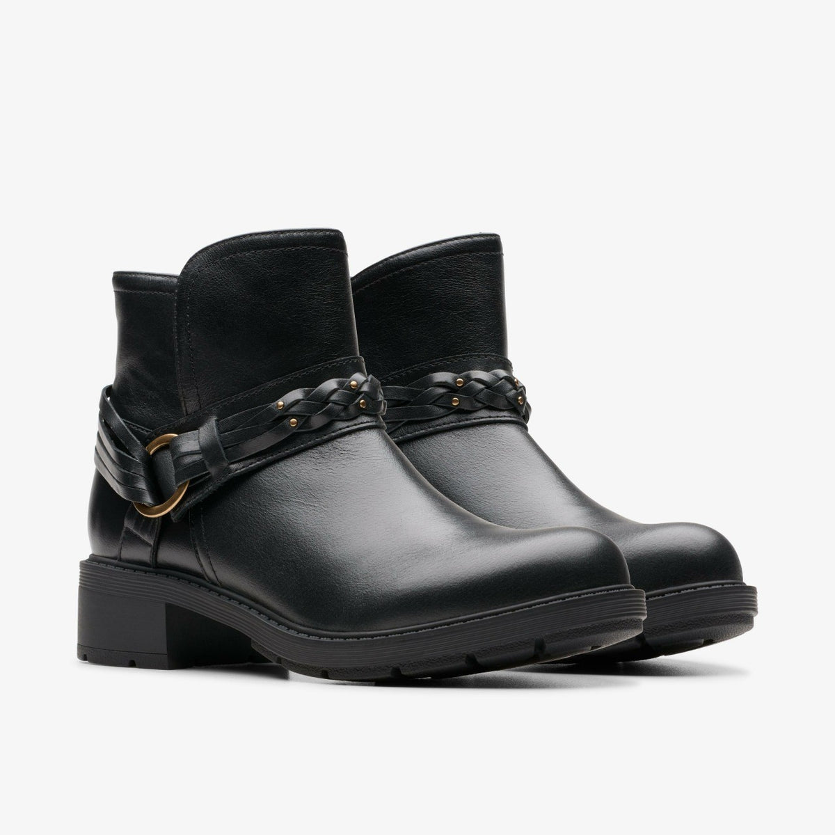 Clarks Women Hearth Kaylie Ankle Boot Black Leather