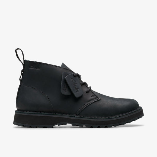 Clarks Men Solsbury Desert Boot Black Leather