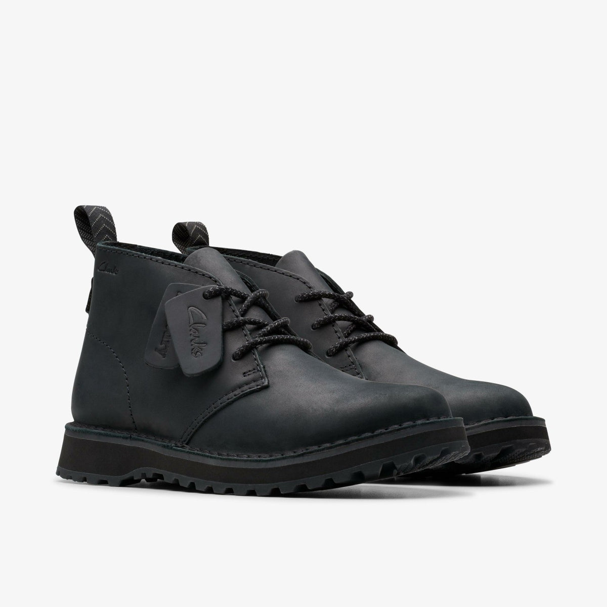 Clarks Men Solsbury Desert Boot Black Leather