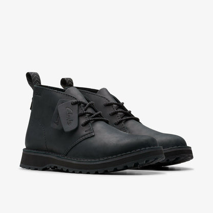 Clarks Men Solsbury Desert Boot Black Leather